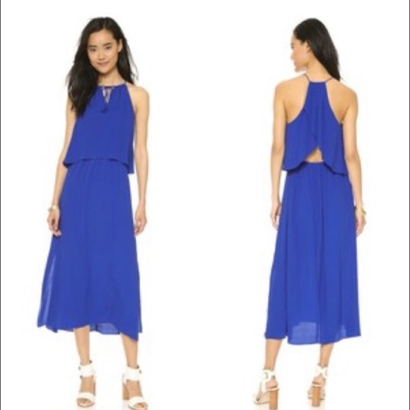 Madewell Blue Crepe Flutter Overlay Maxi Dress - Picture 2 of 13